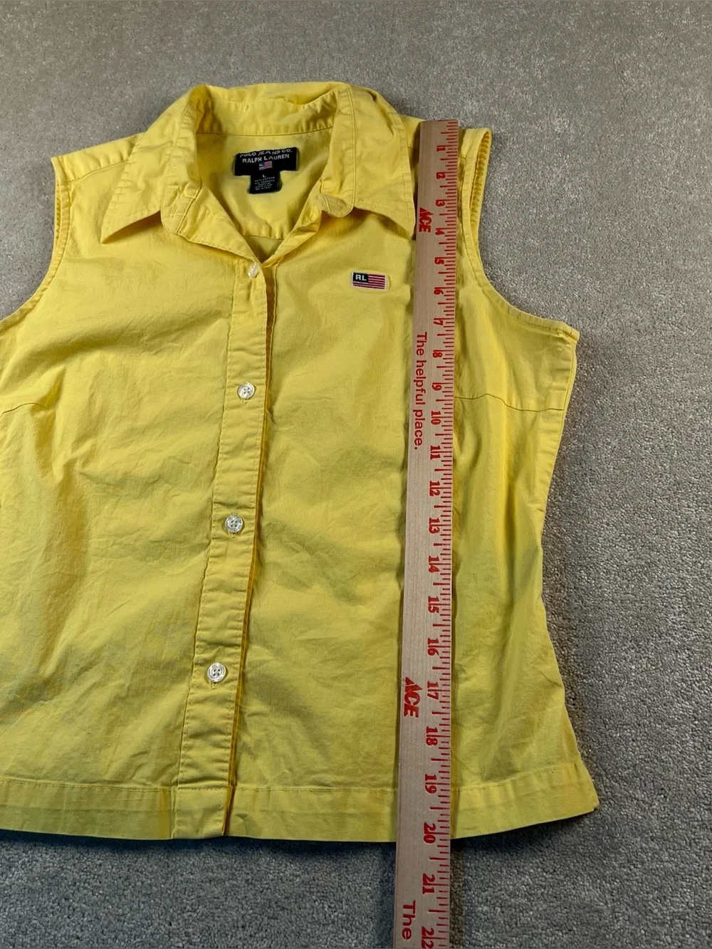 Polo Jeans Co Ralph Lauren Shirt Yellow Button Up Women's Large Vintage